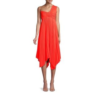 A.L.C. Neon Orange Marbury One-Shoulder Dress